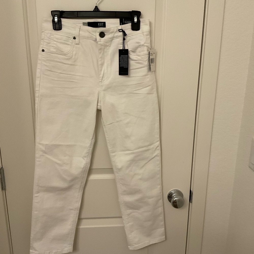 Kut from the Kloth Women's Straight Leg White Jeans